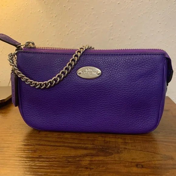 Coach Nolita | Purple Leather Mini Shoulder Bag | Chain Strap Wristlet | F53340 - Picture 4 of 16